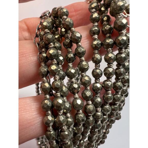 NEW pyrite multi strand necklace with sterling silver clasp - Picture 5 of 14